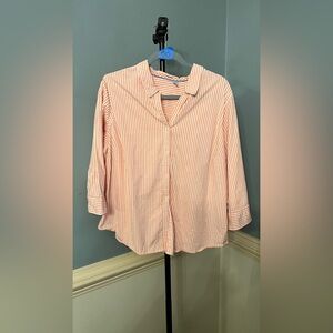 Izod Women's Pink Striped Button-Down Shirt